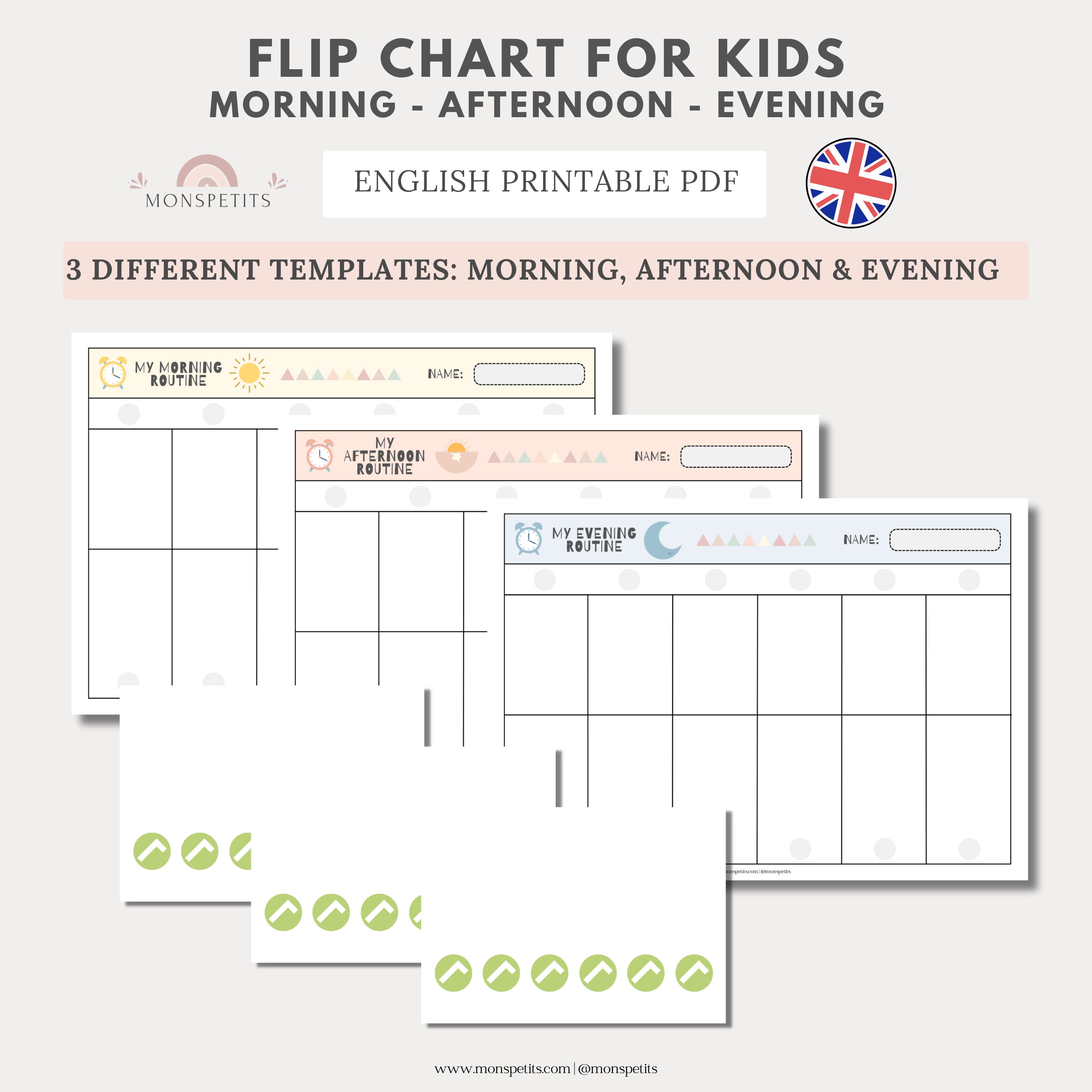 Rotafolio para niños, Plantilla de tareas, Gráfico de tareas, Plantilla