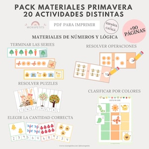 Mega Pack Materiales Primavera, 20 actividades, 90 páginas, Lectoescritura, Números, Imprimible, Español, Català, Educación, Homeschooling imagen 4
