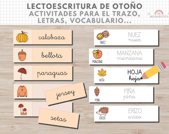 Actividades Lectoescritura Otoño, Leer, Escribir, Imprimible Educativo, Niños, Español, Català, Educación Infantil, Descarga, Homeschooling