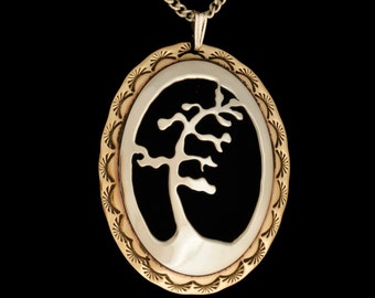 Pine Tree sterling silver/brass pendant, handcrafted,handmade,handfabricated