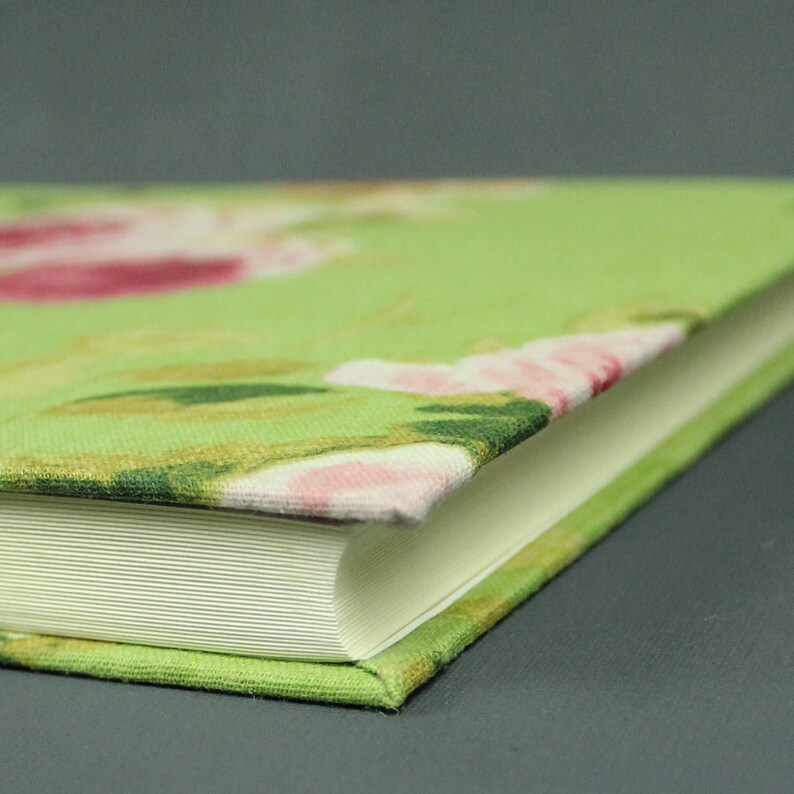 Large bright green photo album with rose print for the wedding Etsy