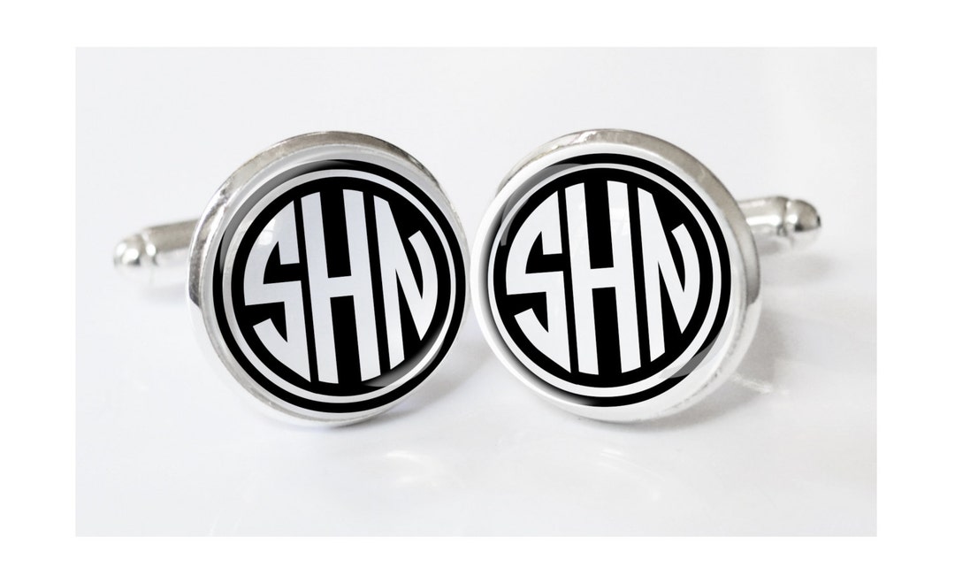 Monogrammed Cufflinks Personalized Mens Monogram Cufflinks Etsy