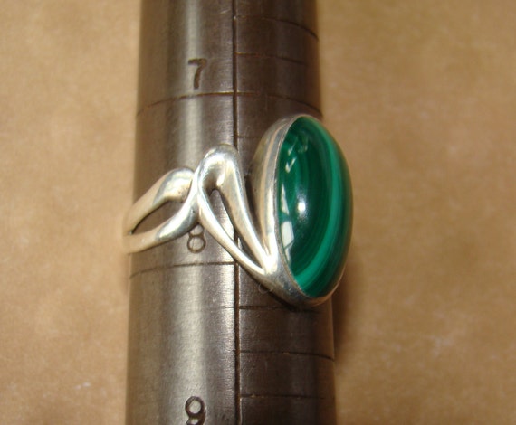 Ring Artisan Modernist Sterling Green Malachite O… - image 5