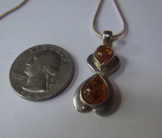 Necklace Vintage Honey Amber and Sterling Silver … - image 3