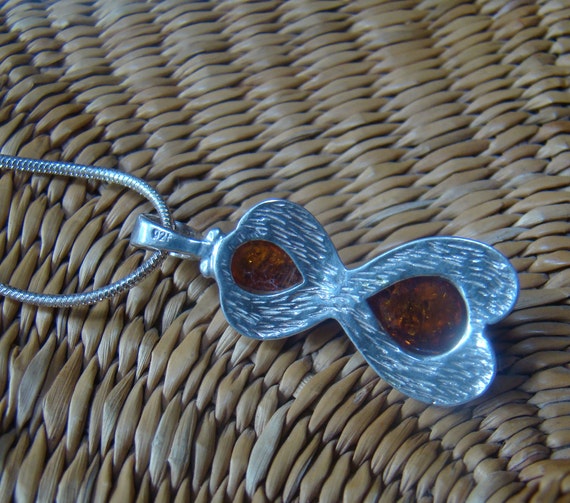Necklace Vintage Honey Amber and Sterling Silver … - image 4