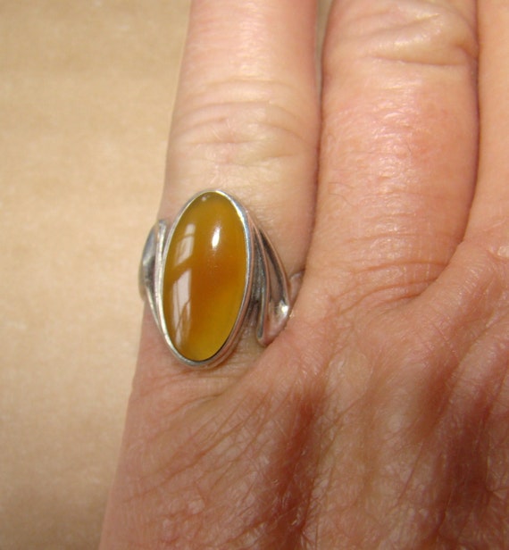 Ring Artisan Modernist Sterling Carnelian OOAK - image 1