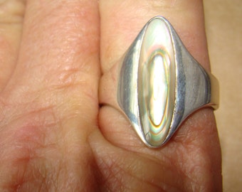 Ring Artisan Sterling Silver Abalone Shell OOAK