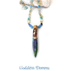 Goddess Domnu Ritual Necklace - pendant oak goddess celtic pagan magic wand  blue avalon wicca  witchcraft litha solstice