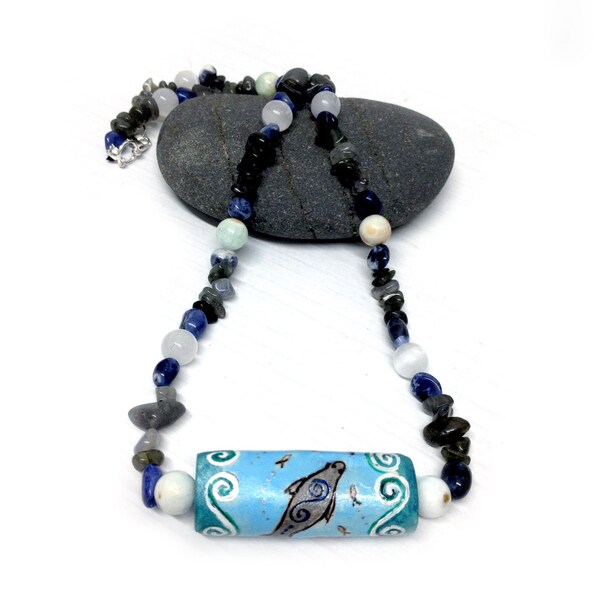 Collier sceaux celtiques : sirène écossaise païenne, bijoux de sorcellerie, pendentif totem de sceau magique de la mer