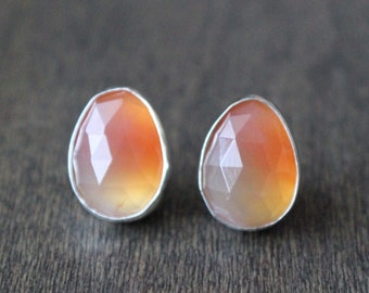 Gorgeous, Autumn Colors, Natural Agate Gemstone, Rose-Cut, Pear-Shape, Set in Handmade .925 Sterling Silver Bezels, 9.55ctw