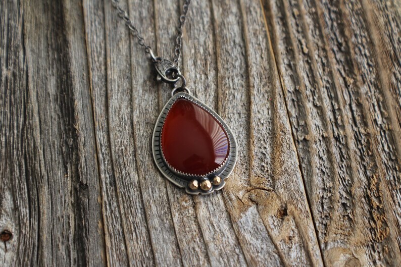 Red Carnelian Pendant with 14K Gold Accents