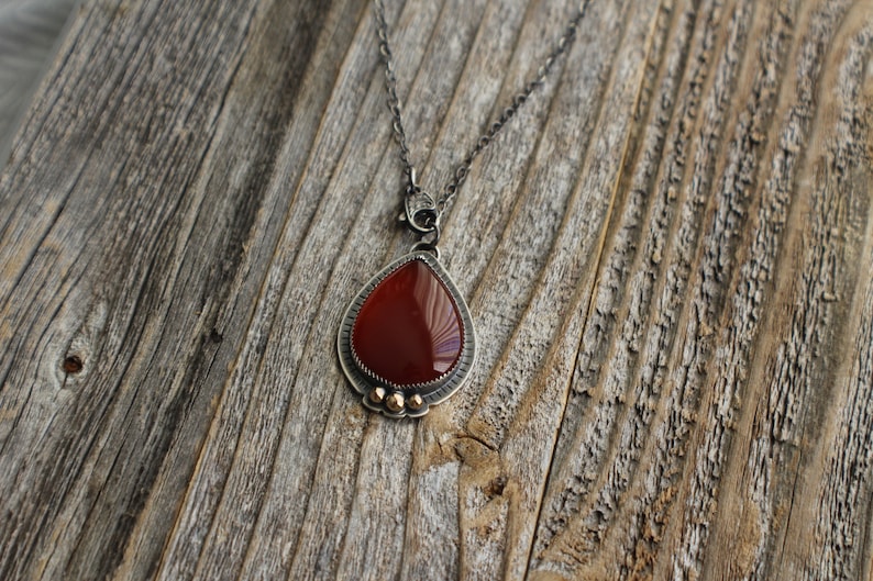 Red Carnelian Pendant with 14K Gold Accents