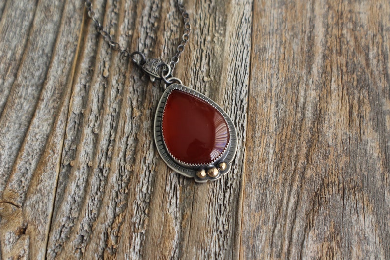 Red Carnelian Pendant with 14K Gold Accents