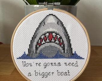 Tubarão - Citação de Tubarão - Barco Maior - Padrão de Ponto Cruz Digital