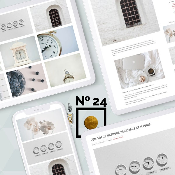 Minimal Blogger Theme with Grid Blog Layout ⊳ Box ⊡ No24 - Customizable Template