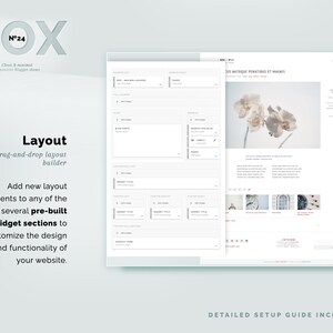 May include: A screenshot of a website builder interface showing a drag-and-drop layout builder. The text "Layout" is displayed in a large font. The text "drag-and-drop layout builder" is displayed below the word "Layout". The text "Add new layout elements to any of the several pre-built widget sections to customize the design and functionality of your website." is displayed below the text "drag-and-drop layout builder".