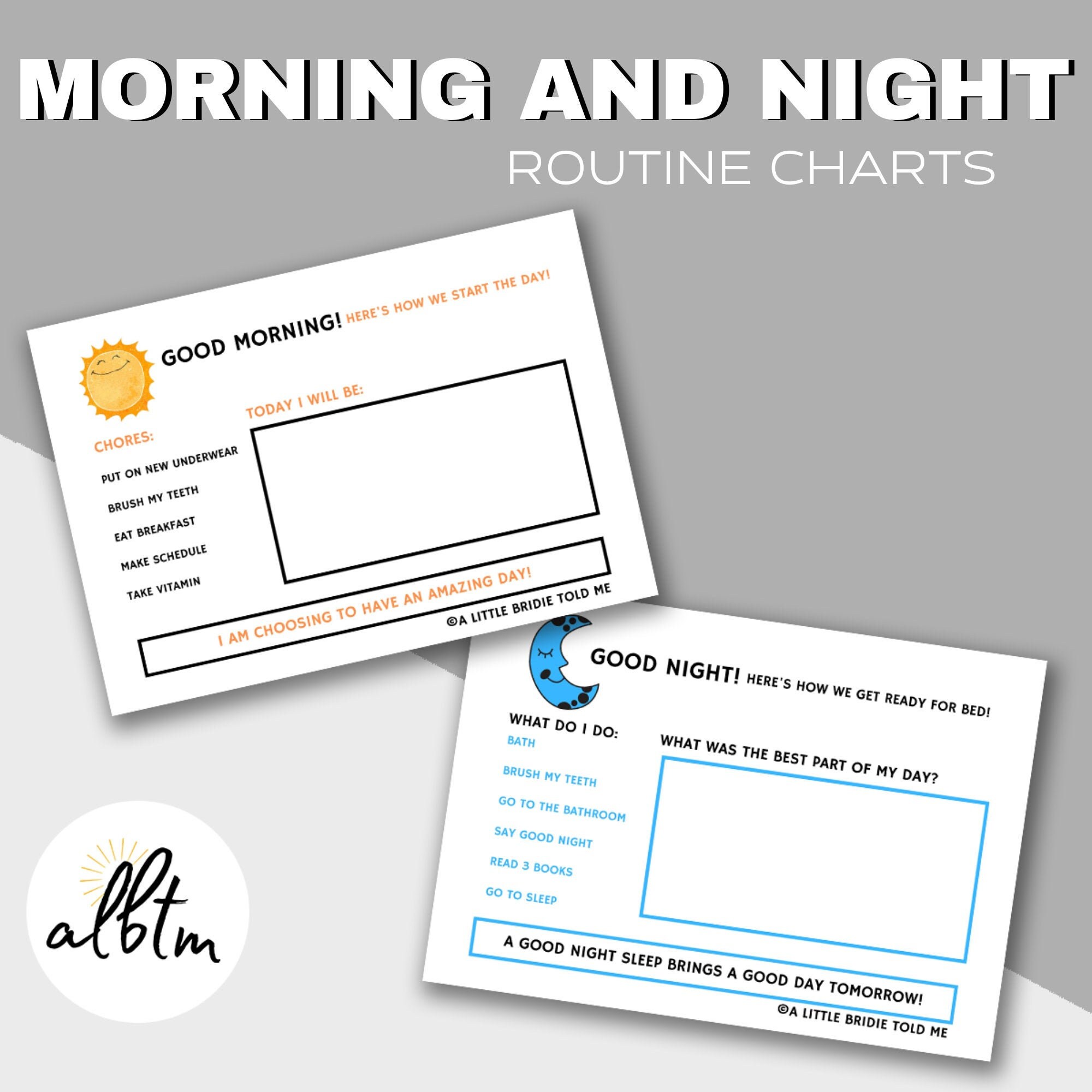 Morning and Night Routine Charts Printable | Etsy