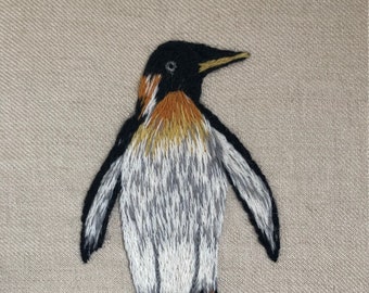 Penguin hand embroidery silk shading pattern