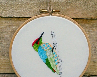 Woodpecker hand embroidery