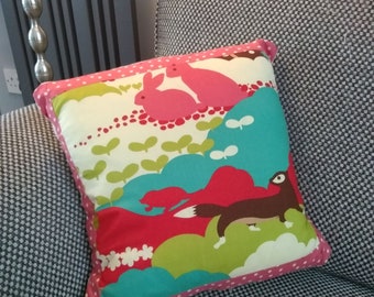 Child's woodland animal cushion for girl's bedroom, nursery or playroom