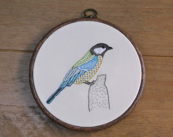 Great tit embroidery