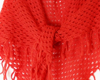 Red Vintage Crochet Shawl