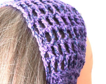 Purple Sparkly Blue Crochet Net Hairband – 54cm-68cm