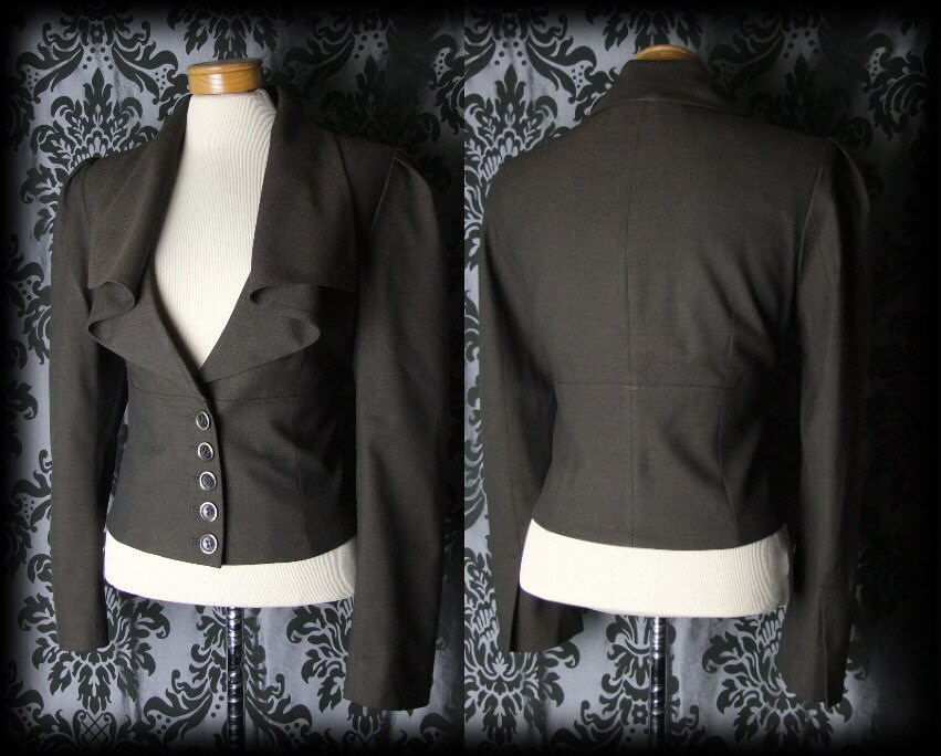 Gothic Brown Fitted AVARICE Frill Collar Riding Jacket Coat 12 Etsy UK