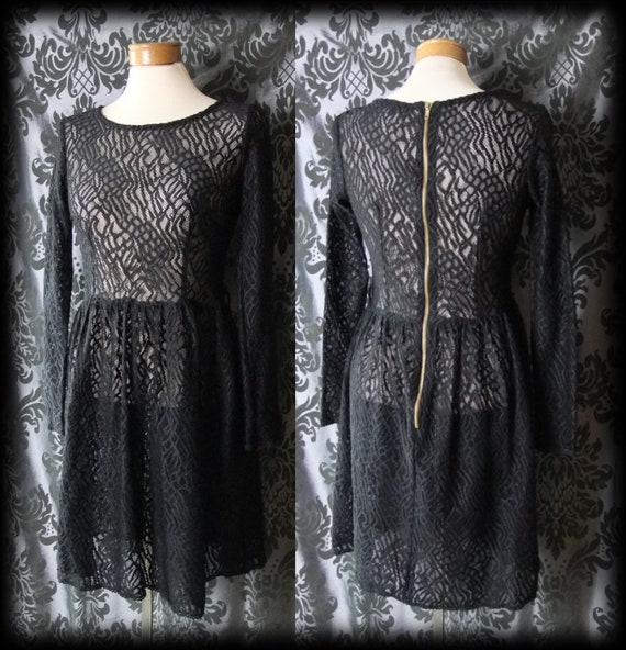 Gothic Black Sheer Lace MORBID REMAINS Tea Dress 6 8 Vintage | Etsy