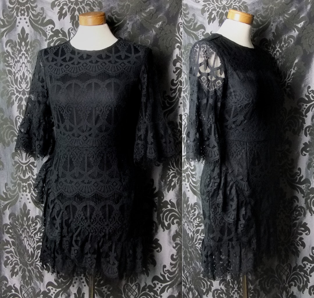 Gothic Black Sheer Lace MORBID REMAINS Tea Dress 4 6 Vintage - Etsy