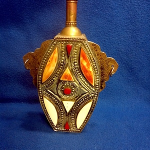 Antique Metal Gunpowder Flask