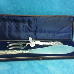 Antique Victorian Silver Fish Server Set