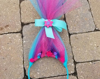Hoofdband met trollenhaar, leuk feestaccessoire