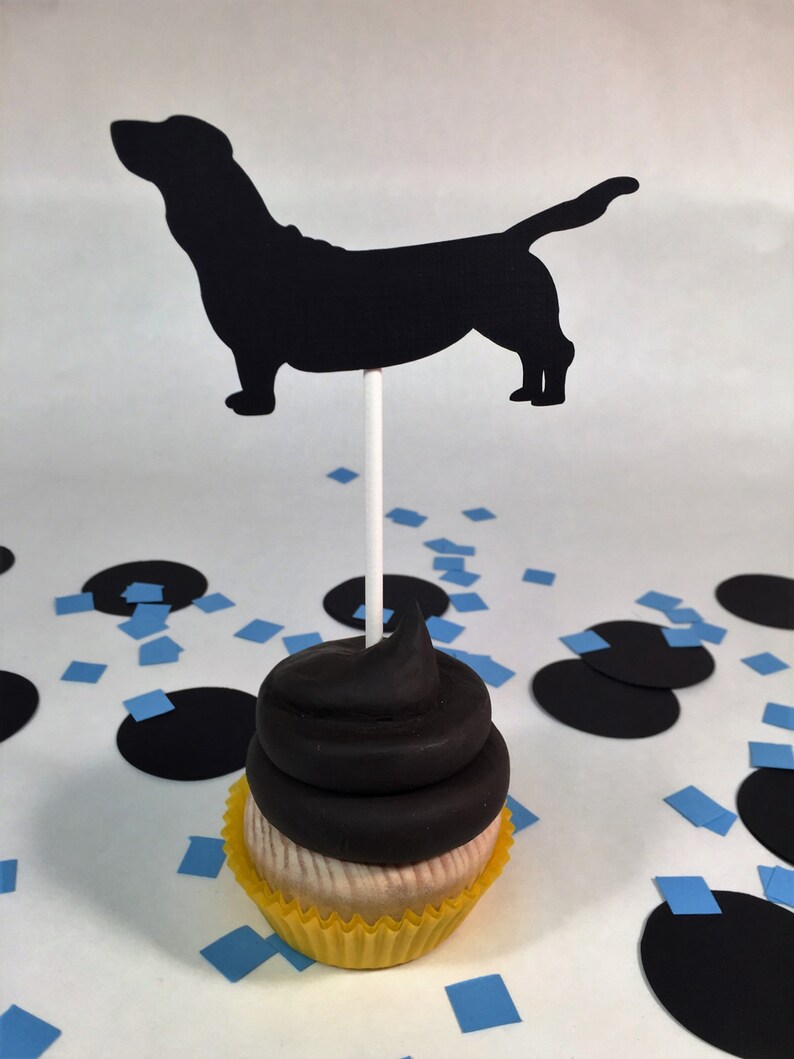 Puppy dog cupcake toppers dog silhouette cupcake toppersdog Etsy