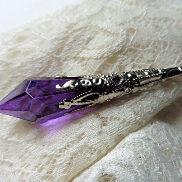Purple Glass Crystal Etsy