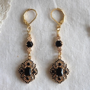 Milady de Winter, Black Baroque Earrings, Gothic earrings, Elizabethan earrings, Royal earrings, Rococo earrings, Regency earrings