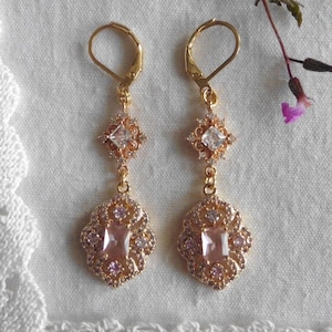 Marie-Antoinette Queen of France, Pink Baroque Earrings, Elizabethan earrings, Royal earrings, Rococo earrings, Regency earrings, Georgian