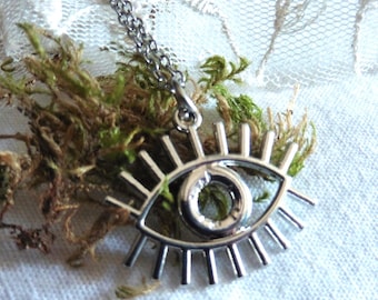 Lucky Greek Eye Necklace, Evil Eye, Protection, Minimalist, Horus, Talisman, Gipsy, Boho necklace, pagan, Third Eye, Gothic necklace, Occult