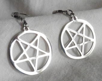 Pendientes de Oros invertidos de plata, Lucifer, Baphomet, Pentagrama, wicca, regalo gótico, Pendientes de bruja, Gótico pastel, Grunge