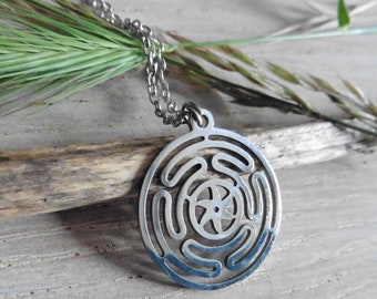 Minimalist Hecate's Wheel Strophalos Necklace, Spiral Symbol, Triple Moon, triple Goddess, witch, Gothic choker, Wicca, Lunar, Witchcraft