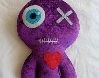 Large Purple Velvet Plush Voodoo Doll Mummy Poppet, Cushion, Couple gift, Valentine gift, Witchcraft, Engagement, Gothic doll, art doll