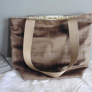 Golden Taupe Beige Crinkled Velvet Women Shopping Bag, Tote Bag, Shoulder bag, Handbag, shopper bag, Woman Gift, Mother gift, Velvet bag