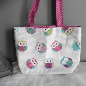 Tasche CHILD Owl Owl Shopping White Pink Pastel Spring Summer, Umhängetasche, Handtasche, Tragetasche, Geschenkmädchen, Geburtstagskind