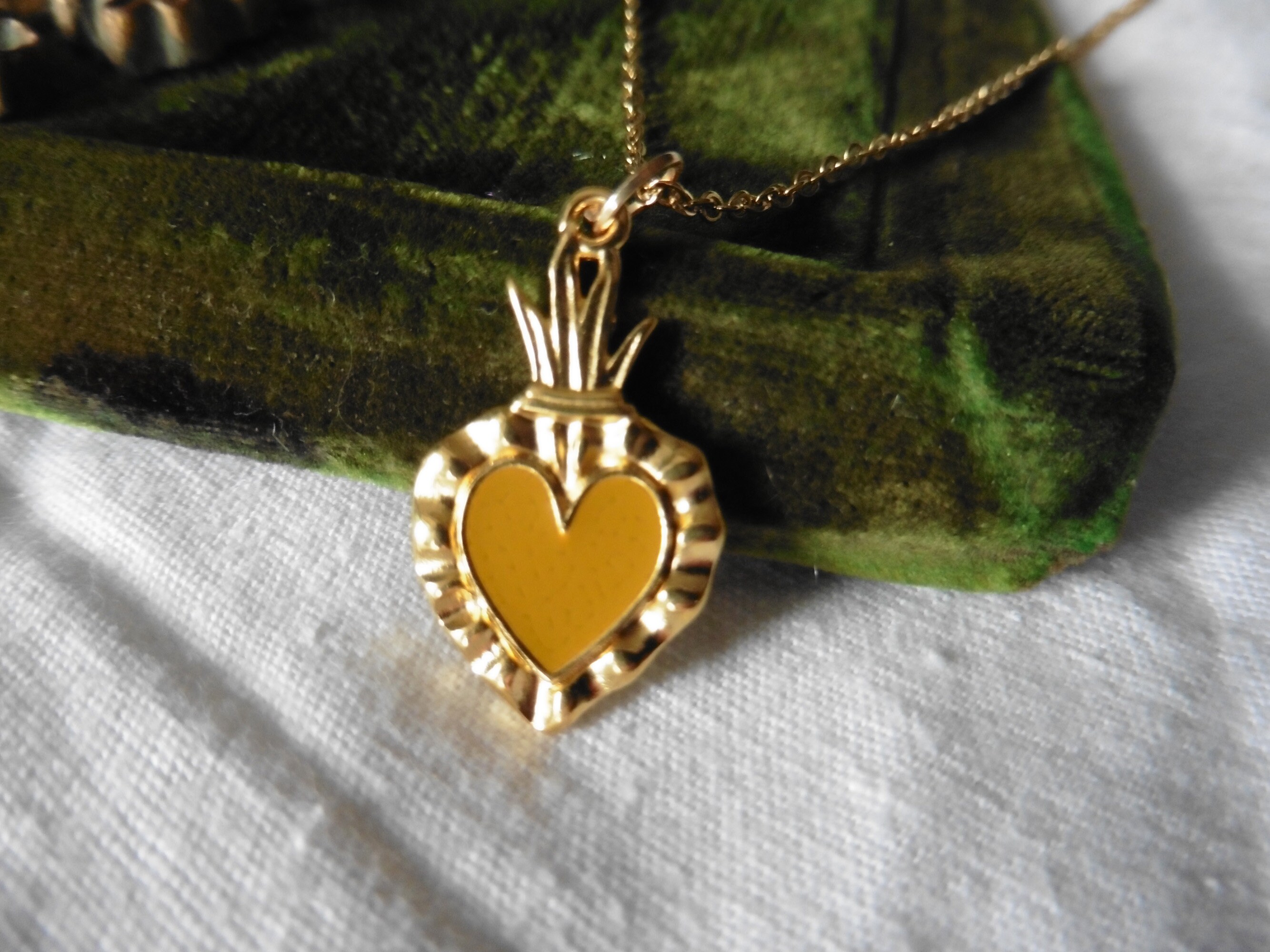 Pendentif Collier Victorien En Or 14k Jaune - Chevalière Antique, Longueur 18.5"