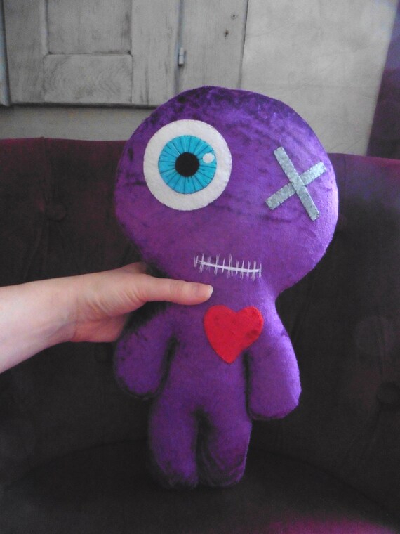Large Purple Velvet Plush Voodoo Doll Mummy Poppet, Cushion