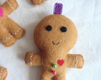 Gingerbread Man ornament, Gingerbread doll, Felt gingerbread, tree decoration, Christmas tree, Christmas gift, tree ornament, new year gift
