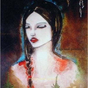 Carte La jeune fille à la tresse, Edition Art, Voeux, Carte postale, Illustration, Peinture, Artiste, Portrait, Hiver, Cadeau femme