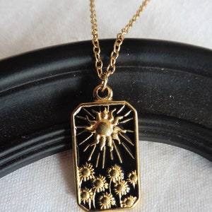 Helios & Clytie, Collier Soleil et Tournesol, Collier Tarot, Collier fleur, Collier Bohème, Collier Cottagecore, Déesse, collier tournesol