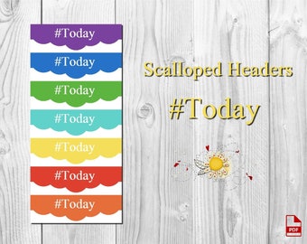 Happy Planner Classic Printable Header Stickers #Today {Scallop}