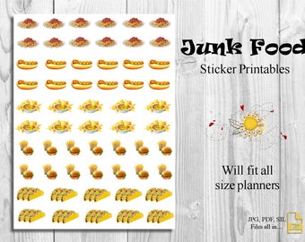 Happy Planner Sticker Printables - Junk Foods